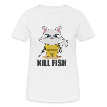 Humour de chat Kill Bill - T-shirt respirant Femme - blanc - Devant - AI Model Female 172 dark (172cm)
