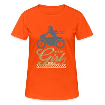 BIKER GIRL motorcycle christmas gift biker tshirt - Women's Breathable T-Shirt - neon orange - Front - AI Model Female 172 dark (172cm)