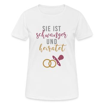 Schwanger und heirate Braut Babybauch JGA Gruppe2 - Frauen T-Shirt atmungsaktiv - Weiß - Vorne - AI Model Female 172 dark (172cm)