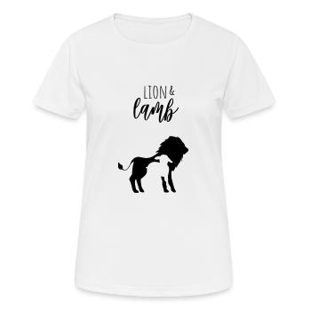 lion and the lamb - Women's Breathable T-Shirt - white - Front - AI Model Female 172 dark (172cm)
