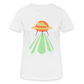 UFO - Frauen T-Shirt atmungsaktiv - Weiß - Vorne - AI Model Female 172 dark (172cm)