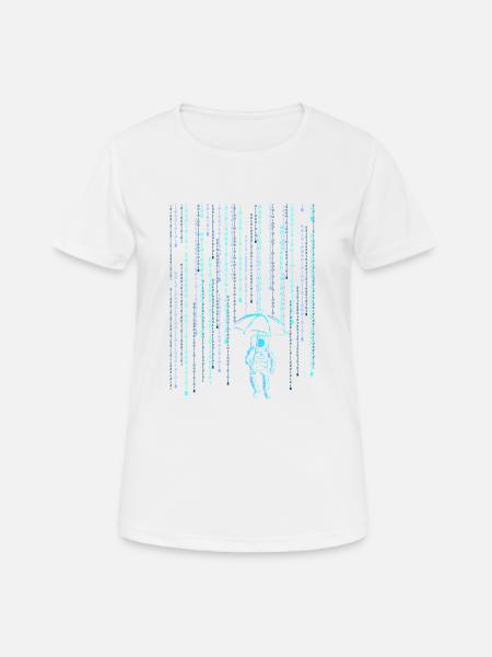 Astronaut Sci-Fi Digital Rain - Frauen T-Shirt atmungsaktiv - Weiß