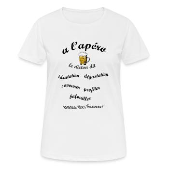 apero humour - T-shirt respirant Femme - blanc - Devant - AI Model Female 172 dark (172cm)