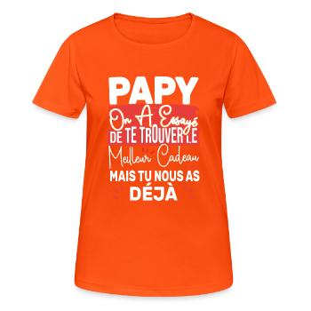 Papy Meilleur Cadeau Humour Personnalisé - T-shirt respirant Femme - orange néon - Devant - AI Model Female 172 dark (172cm)