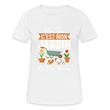 Mon Truc C'est Mon Jardin Et Mes Poules Cadeau - T-shirt respirant Femme - blanc - Devant - AI Model Female 172 dark (172cm)
