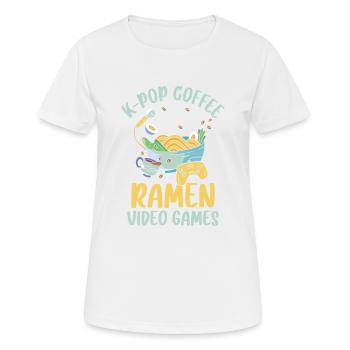 K pop coffee ramen video games - Frauen T-Shirt atmungsaktiv - Weiß - Vorne - AI Model Female 172 dark (172cm)