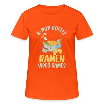 K pop coffee ramen video games - Women's Breathable T-Shirt - neon orange - Front - AI Model Female 172 dark (172cm)