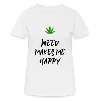 weed macht mich glücklich Cannabis Marihuana - Frauen T-Shirt atmungsaktiv - Weiß - Vorne - AI Model Female 172 dark (172cm)