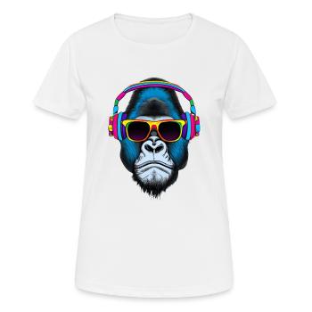 Eye-catcher gorilla with headphones and sunglasses - Women's Breathable T-Shirt - white - Front - AI Model Female 172 dark (172cm)