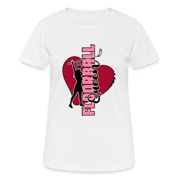 Floorball Unihockey unihoc "Floorball-queen" - Frauen T-Shirt atmungsaktiv - Weiß - Vorne - AI Model Female 172 dark (172cm)