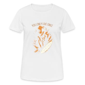 YOLO - Frauen T-Shirt atmungsaktiv - Weiß - Vorne - AI Model Female 172 dark (172cm)