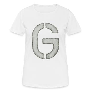 G - Buchstabe (Schablone/ Stencil) - Frauen T-Shirt atmungsaktiv - Weiß - Vorne - AI Model Female 172 dark (172cm)