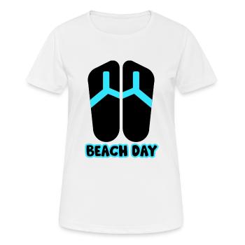 Beach Day Flip Flop in schwarz/blau - Frauen T-Shirt atmungsaktiv - Weiß - Vorne - AI Model Female 172 dark (172cm)