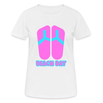 Beach Day Flip Flop in rosa/blau - Frauen T-Shirt atmungsaktiv - Weiß - Vorne - AI Model Female 172 dark (172cm)