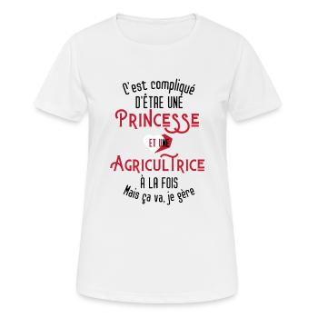 C'est compliqué d'être Une Princesse Agricultrice - T-shirt respirant Femme - blanc - Devant - AI Model Female 172 dark (172cm)