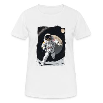 Astronaute courant sur la lune - T-shirt respirant Femme - blanc - Devant - AI Model Female 172 dark (172cm)