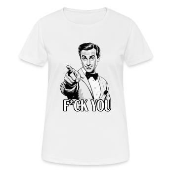 Retro Mann - FUCK YOU - Frauen T-Shirt atmungsaktiv - Weiß - Vorne - AI Model Female 172 dark (172cm)