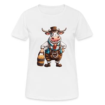 Lederhosen / Animal / Traditional costume / Tradition / Cow - Women's Breathable T-Shirt - white - Front - AI Model Female 172 dark (172cm)