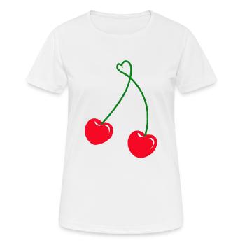 cerises amoureuses - T-shirt respirant Femme - blanc - Devant - AI Model Female 172 dark (172cm)