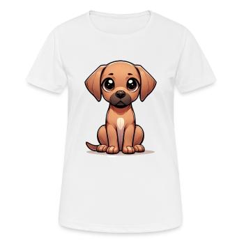 Digital illustration of cute Rhodesian Ridgeback - Women's Breathable T-Shirt - white - Front - AI Model Female 172 dark (172cm)