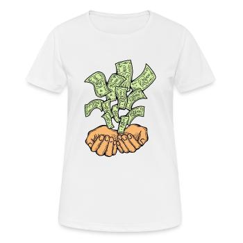 Big money flying to you for wealth and prosperity. - Women's Breathable T-Shirt - white - Front - AI Model Female 172 dark (172cm)