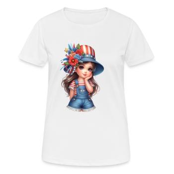 USA Girly si doux comme un Bosh - T-shirt respirant Femme - blanc - Devant - AI Model Female 172 dark (172cm)