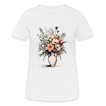 Wunderschönes Blumenstrauß T-Shirt für Damen - Frauen T-Shirt atmungsaktiv - Weiß - Vorne - AI Model Female 172 dark (172cm)
