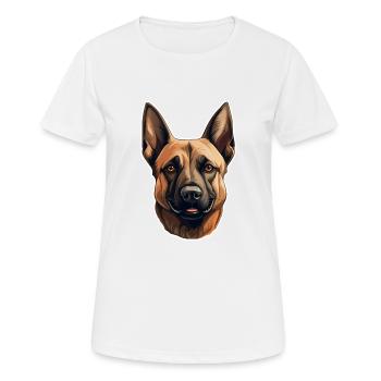 Belgian Malinois - Frauen T-Shirt atmungsaktiv - Weiß - Vorne - AI Model Female 172 dark (172cm)