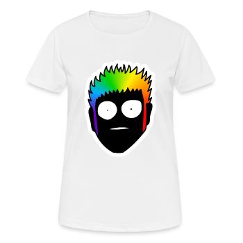 Choqué avec des yeux écarquillés : Sticky Queer Pride - T-shirt respirant Femme - blanc - Devant - AI Model Female 172 dark (172cm)