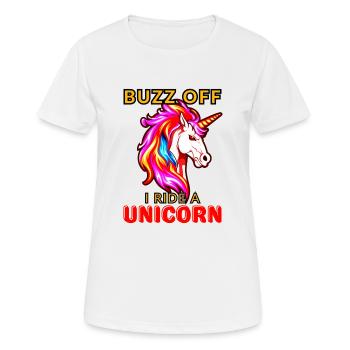 Go away, I'm riding a unicorn - Women's Breathable T-Shirt - white - Front - AI Model Female 172 dark (172cm)