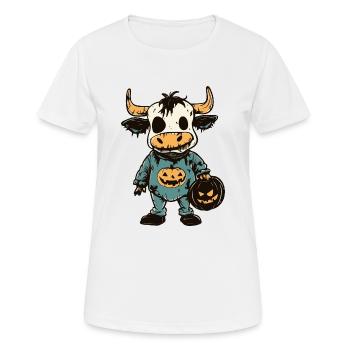 Kuh Halloween Lustig Zombie - Frauen T-Shirt atmungsaktiv - Weiß - Vorne - AI Model Female 172 dark (172cm)