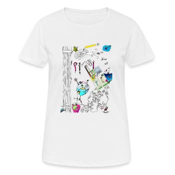 Petits bonhommes rigolos décalé style BD 2024 - T-shirt respirant Femme - blanc - Devant - AI Model Female 172 dark (172cm)
