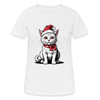 Chat de Noël Père Noël Chat Chat Chat Cadeau - T-shirt respirant Femme - blanc - Devant - AI Model Female 172 dark (172cm)