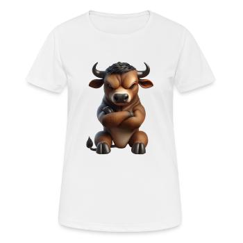 Stier grimmig 1 - Frauen T-Shirt atmungsaktiv - Weiß - Vorne - AI Model Female 172 dark (172cm)
