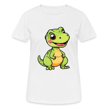 Verspielter Cartoon Dino - Frauen T-Shirt atmungsaktiv - Weiß - Vorne - AI Model Female 172 dark (172cm)