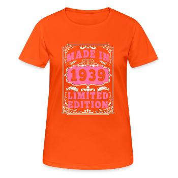 Vintage Jahrgang 1939 Hergestellt in 1939 86 Jahre alt. Art_20 - Frauen T-Shirt atmungsaktiv - Neonorange - Vorne - AI Model Female 172 dark (172cm)