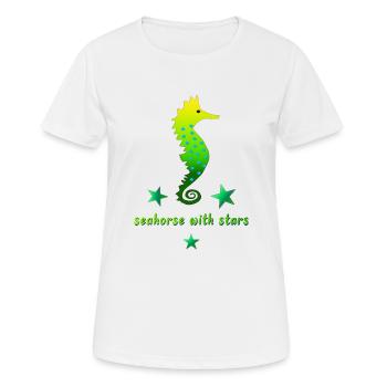 Hippocampe vert avec astérisque - T-shirt respirant Femme - blanc - Devant - AI Model Female 172 dark (172cm)
