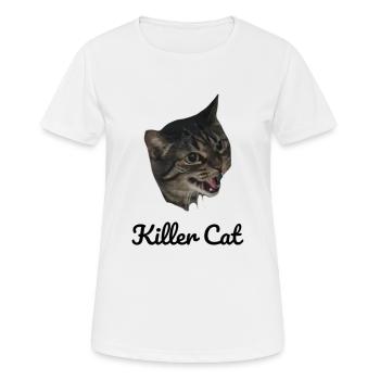 Killer Cat - Frauen T-Shirt atmungsaktiv - Weiß - Vorne - AI Model Female 172 dark (172cm)