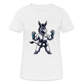 Karate Esel: Stärke und Balance im Dojo - Frauen T-Shirt atmungsaktiv - Weiß - Vorne - AI Model Female 172 dark (172cm)