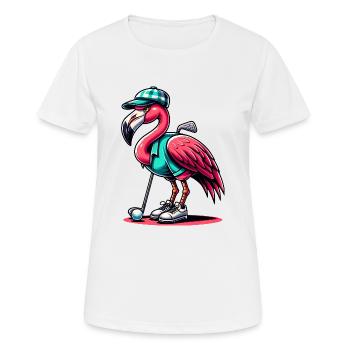 Flamant rose cool jouant au golf - T-shirt respirant Femme - blanc - Devant - AI Model Female 172 dark (172cm)