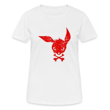 lapin enervé rouge angry rabit - T-shirt respirant Femme - blanc - Devant - AI Model Female 172 dark (172cm)