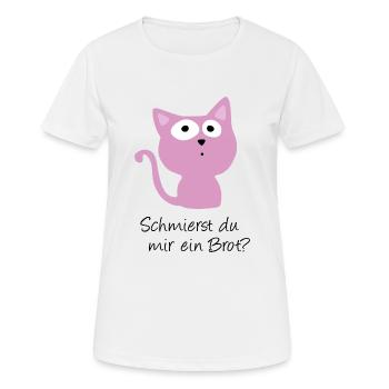 Süße Katze - Schmierst du mir ein Brot - Frauen T-Shirt atmungsaktiv - Weiß - Vorne - AI Model Female 172 dark (172cm)
