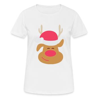 Weihnachten Rudolph das Rentier red nose reindeer - Frauen T-Shirt atmungsaktiv - Weiß - Vorne - AI Model Female 172 dark (172cm)