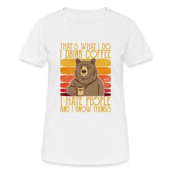 Boire du café Déteste les gens que je connais Ours Café - T-shirt respirant Femme - blanc - Devant - AI Model Female 172 dark (172cm)