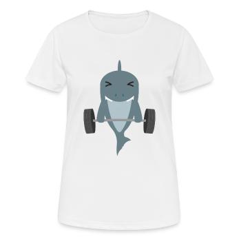 Fitness Shark Weightlifting Strength Sports Gift - Women's Breathable T-Shirt - white - Front - AI Model Female 172 dark (172cm)