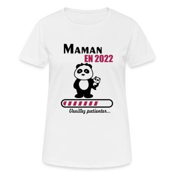 Maman en 2022 - T-shirt respirant Femme - blanc - Devant - AI Model Female 172 dark (172cm)