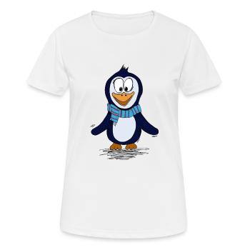 Drôle de piguin avec foulard - T-shirt respirant Femme - blanc - Devant - AI Model Female 172 dark (172cm)