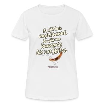 Grillen Spruch Angebrannt Knusprig - Frauen T-Shirt atmungsaktiv - Weiß - Vorne - AI Model Female 172 dark (172cm)