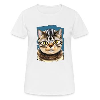 Katzengesicht 10 - Frauen T-Shirt atmungsaktiv - Weiß - Vorne - AI Model Female 172 dark (172cm)