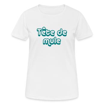 tete_de_mule - T-shirt respirant Femme - blanc - Devant - AI Model Female 172 dark (172cm)